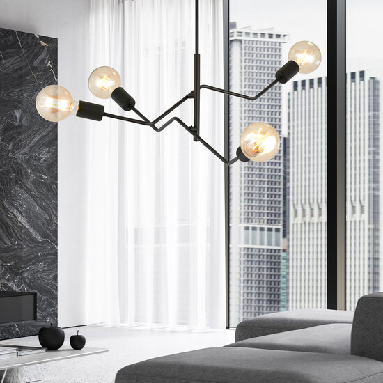 Vejle 4 lamp hanging lamp black 4x E27