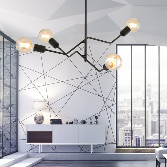 Vejle 4 lamp hanging lamp black 4x E27