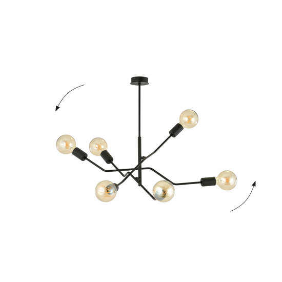 Emibig Emibig Vejle lampe suspendue impressionnante 6x E27 entièrement noire - Parfaite pour des intérieurs modernes