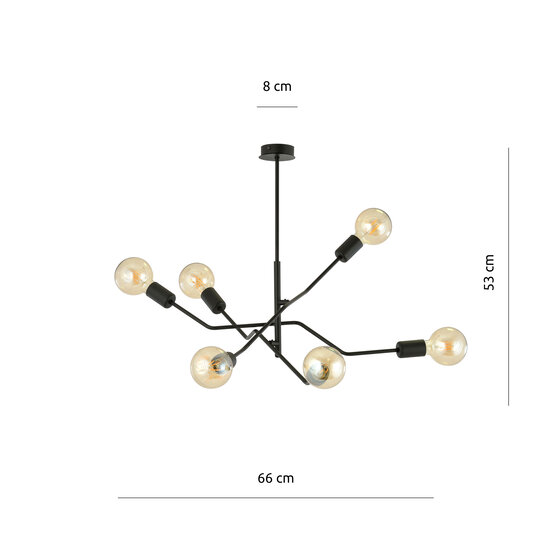 Emibig Emibig Vejle lampe suspendue impressionnante 6x E27 entièrement noire - Parfaite pour des intérieurs modernes