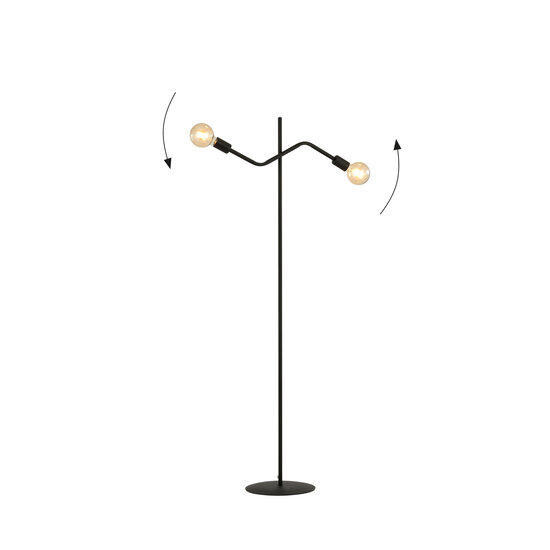 Lampe sur pied Vejle entièrement noire 2x E27