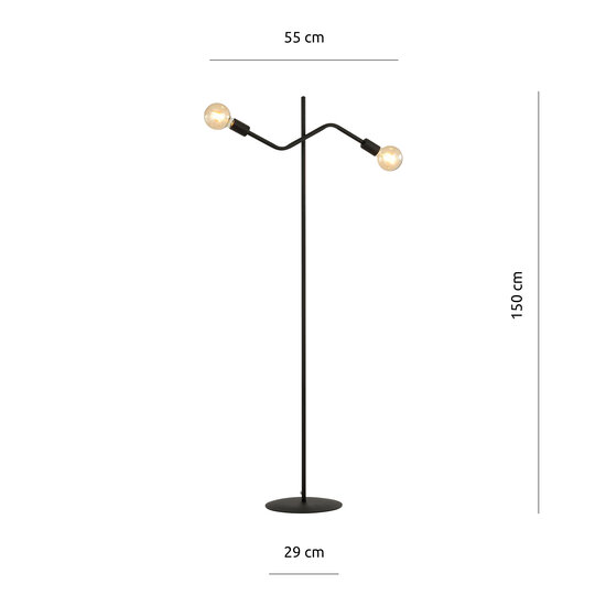 Lampe sur pied Vejle entièrement noire 2x E27