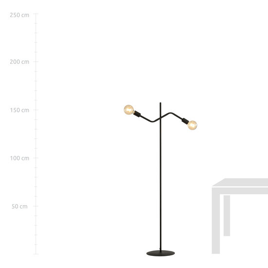 Vejle staande lamp volledig zwart 2x E27