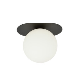 Emibig Randers ovale plafondlamp zwart met witte glazen bol E14