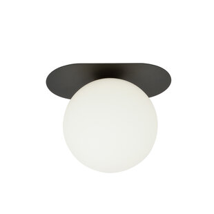 Plafonnier ovale Randers noir avec boule en verre blanc E14