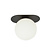 Randers ovale plafondlamp zwart met witte glazen bol E14