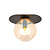 Randers mooie ovale plafondlamp zwart met amber glazen bol E14