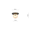 Randers beautiful oval ceiling lamp black with amber glass ball E14