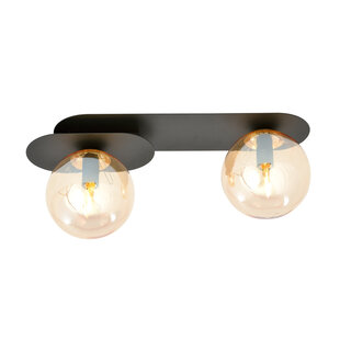 Randers beautiful double oval ceiling lamp black with 2 amber bulbs E14