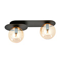 Randers beautiful double oval ceiling lamp black with 2 amber bulbs E14