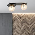 Emibig Emibig Randers hermosa lámpara de techo ovalada doble negra con 2 bombillas ámbar E14 - Ideal para crear un ambiente acogedor