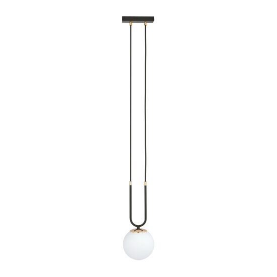 Aarhus 1 lamp E14 hanging lamp black and opal 15 cm diameter
