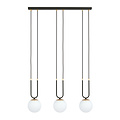 Aarhus 3 lamp E14 long hanging lamp black and opal 70 cm width