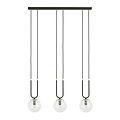 Aarhus 3 lámpara negra con cristal transparente E14 lámpara colgante larga 70 cm ancho