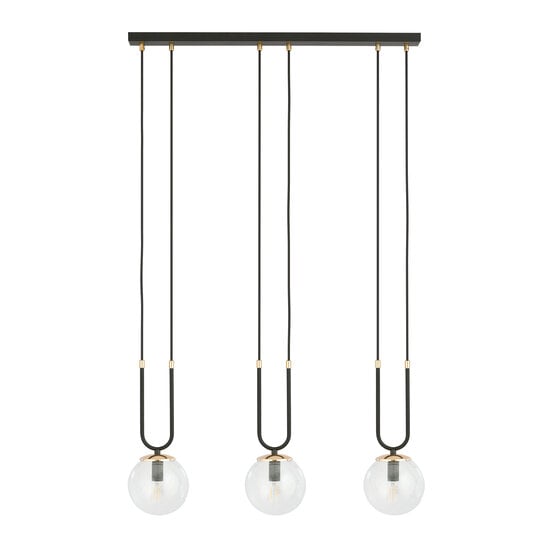 Emibig Emibig Aarhus 3 Lampe schwarz mit transparentem Glas E14 lange Hängelampe 70 cm Breite - Ideale Beleuchtung für Ihr Zuhause
