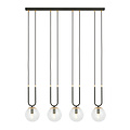 Aarhus 4 lamp zwart met doorzichtig glas E14 grote hanglamp 92 cm breedte