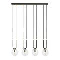 Aarhus 4 lamp zwart met doorzichtig glas E14 grote hanglamp 92 cm breedte