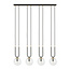 Emibig Emibig Aarhus 4 lampe noire avec verre transparent E14 grande suspension 92 cm de largeur - Idéale pour les intérieurs modernes