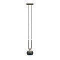 Aarhus 1 lamp zwart met gestreept glas E14 hanglamp 15 cm diameter