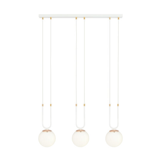 Emibig Emibig Aarhus 3 lamp wit met wit glas E14 lange hanglamp 70 cm breedte - Perfect voor sfeervolle verlichting in elke ruimte