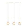 Aarhus white 3 lamp hanging lamp with amber glass E14 70 cm width