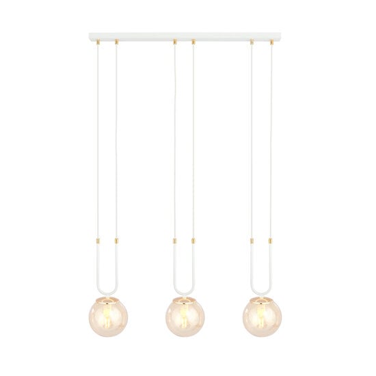 Emibig Emibig Aarhus white 3 lamp hanging lamp with amber glass E14 70 cm width - Ideal for stylish interiors