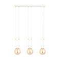 Aarhus white 3 lamp hanging lamp with amber glass E14 70 cm width
