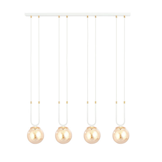 Aarhus 92cm brede hanglamp met 4 lampen E14 amberkleurig glas