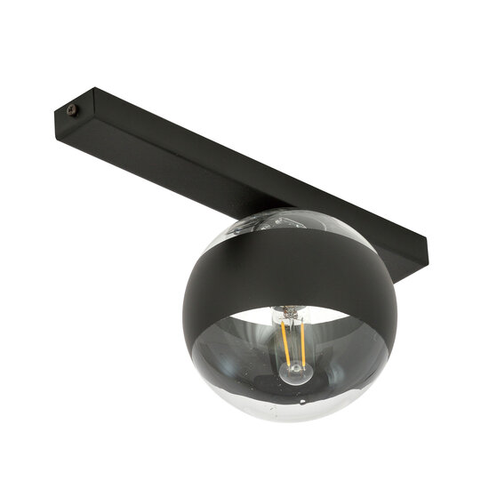 Aalborg black ceiling lamp with transparent striped bulb E14