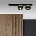 Aalborg medium black ceiling lamp with 2 striped bulbs E14