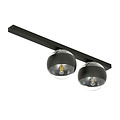Aalborg medium zwarte plafondlamp met 2 gestreepte bollen E14