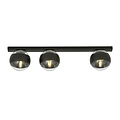 Aalborg lange zwarte plafondlamp met 3 transparant gestreepte bollen E14