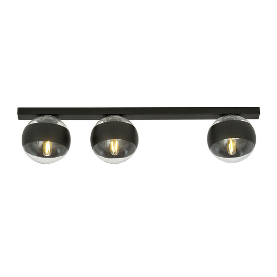Emibig Emibig Aalborg long black ceiling lamp with 3 transparent striped bulbs E14 - Ideal lighting for modern interiors