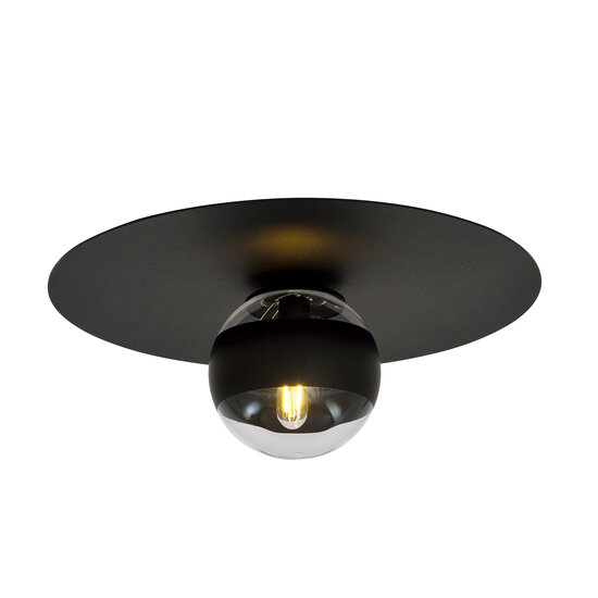 Emibig Emibig Lámpara de techo negra Esbjerg con bombilla de vidrio rayado E14 - Iluminación elegante para cualquier espacio