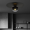 Esbjerg handsome black ceiling lamp with striped glass bulb E14