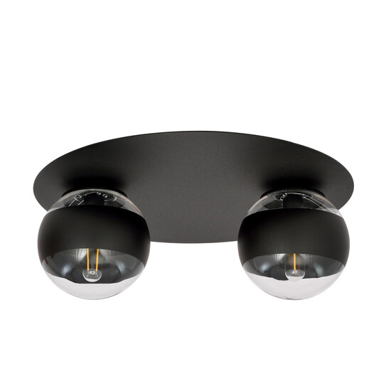 Esbjerg joli plafonnier double noir avec 2 ampoules rayées E14