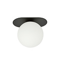 Emibig Emibig Lámpara de techo ovalada negra con bola de vidrio blanco E14 - Iluminación ideal para interiores modernos