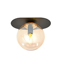 Emibig Emibig Randers belle lampe de plafond ovale noire avec boule en verre ambre E14 - Idéale pour créer une ambiance élégante
