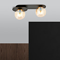 Emibig Emibig Randers mooie dubbele ovalen plafondlamp zwart met 2 amber bollen E14 - Perfect voor een sfeervolle inrichting