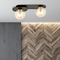 Emibig Emibig Randers beautiful double oval ceiling lamp black with 2 amber bulbs E14 - Ideal for creating a cozy atmosphere