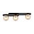 Randers mooie triple ovalen plafondlamp zwart met 3 amber glazen bollen E14