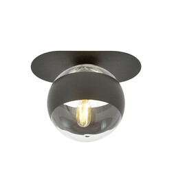 Randers elegant black oval ceiling lamp with striped glass ball E14