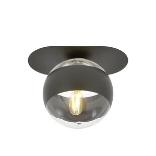 Emibig Randers elegante schwarze ovale Deckenleuchte mit gestreifter Glaskugel E14