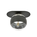 Randers elegant black oval ceiling lamp with striped glass ball E14