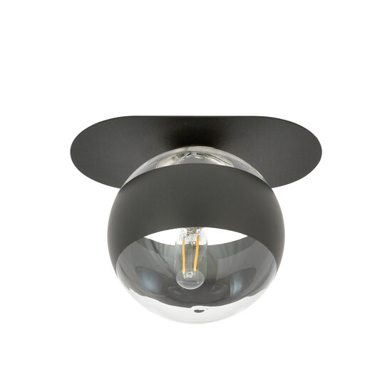 Randers elegante schwarze ovale Deckenleuchte mit gestreifter Glaskugel E14