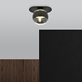 Randers elegant black oval ceiling lamp with striped glass ball E14