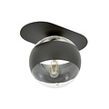 Emibig Emibig Randers elegante lámpara de techo ovalada negra con bola de vidrio rayada E14 - Perfecta para una iluminación elegante en cualquier habitación