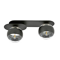 Randers elegant black double oval ceiling lamp with 2 striped glass bulbs E14