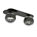 Randers elegant black double oval ceiling lamp with 2 striped glass bulbs E14