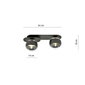 Randers elegant black double oval ceiling lamp with 2 striped glass bulbs E14